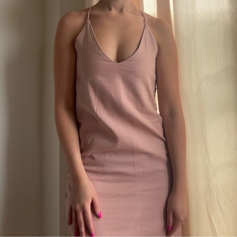 baby pink dress brand linen lux size small